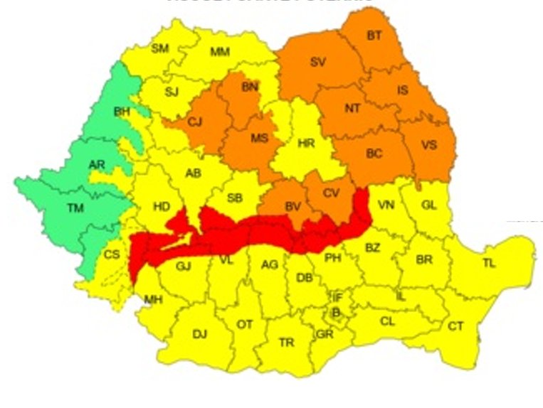 ANM a emis mai multe avertizări tip Cod roșu, portocaliu și galben de vânt puternic și viscol: rafale de peste 120 km/h, vizibilitatea scade aproape de zero