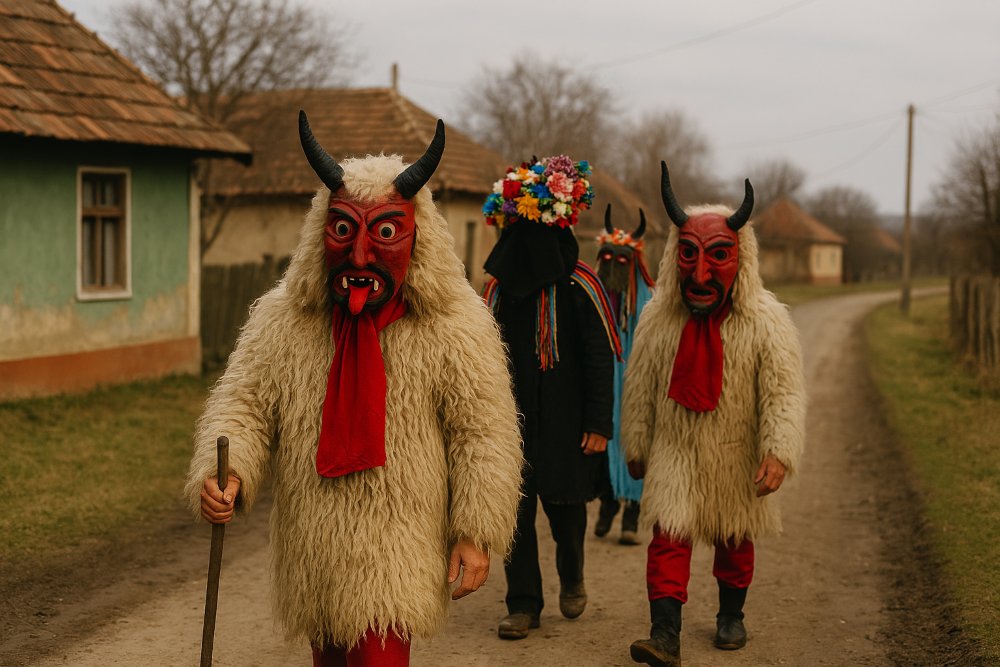 Huligani din Chier, deghizați în colindători, au vandalizat proprietăți și mașini