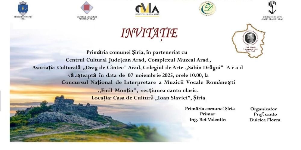 Șiria găzduiește cea de a V-a ediție a Concursul Național de Interpretare „Emil Monția”