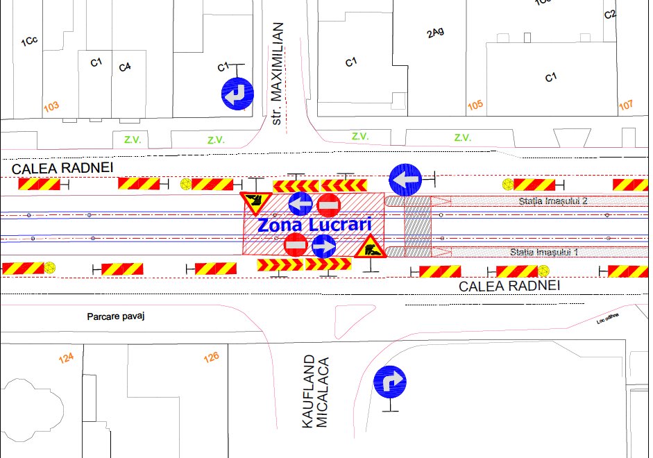 Trafic restricționat în Micălaca la intersecția dintre Calea Radnei și strada Maximilian