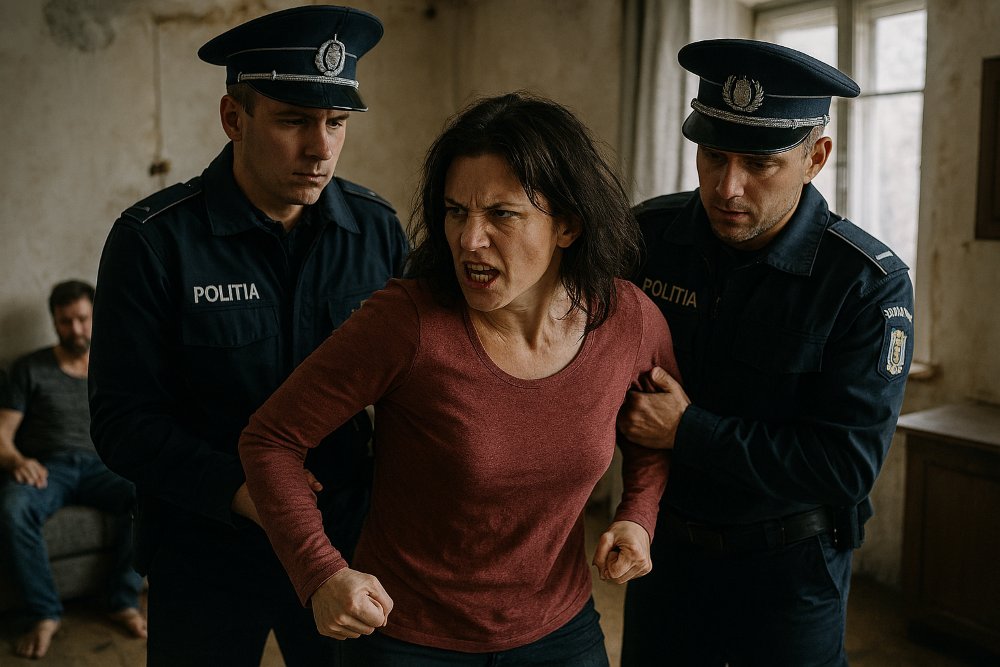 O femeie geloasă face ravagii la Lipova: soț zgâriat, Poliție alarmată, ordin de protecție și 24 de ore la răcoare