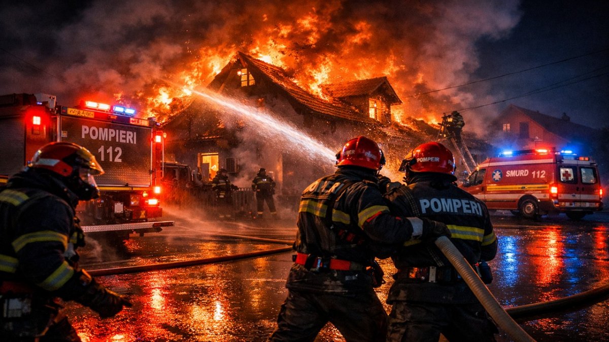 ISU Arad intervine la un incendiu izbucnit la o casă în municipiul Arad, strada Șezătorii