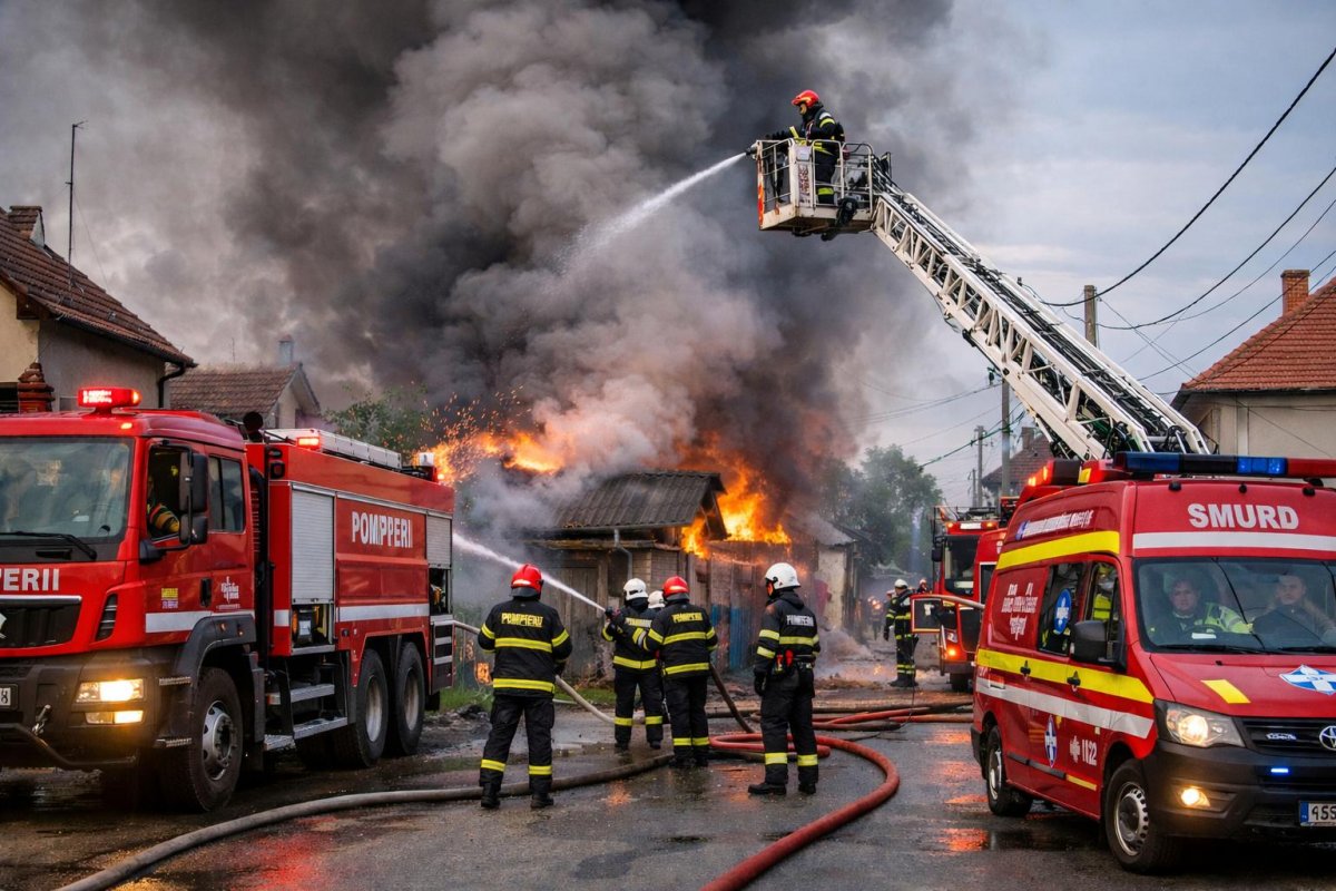 Incendiu la o anexă gospodărească din municipiul Arad, strada Brândușei