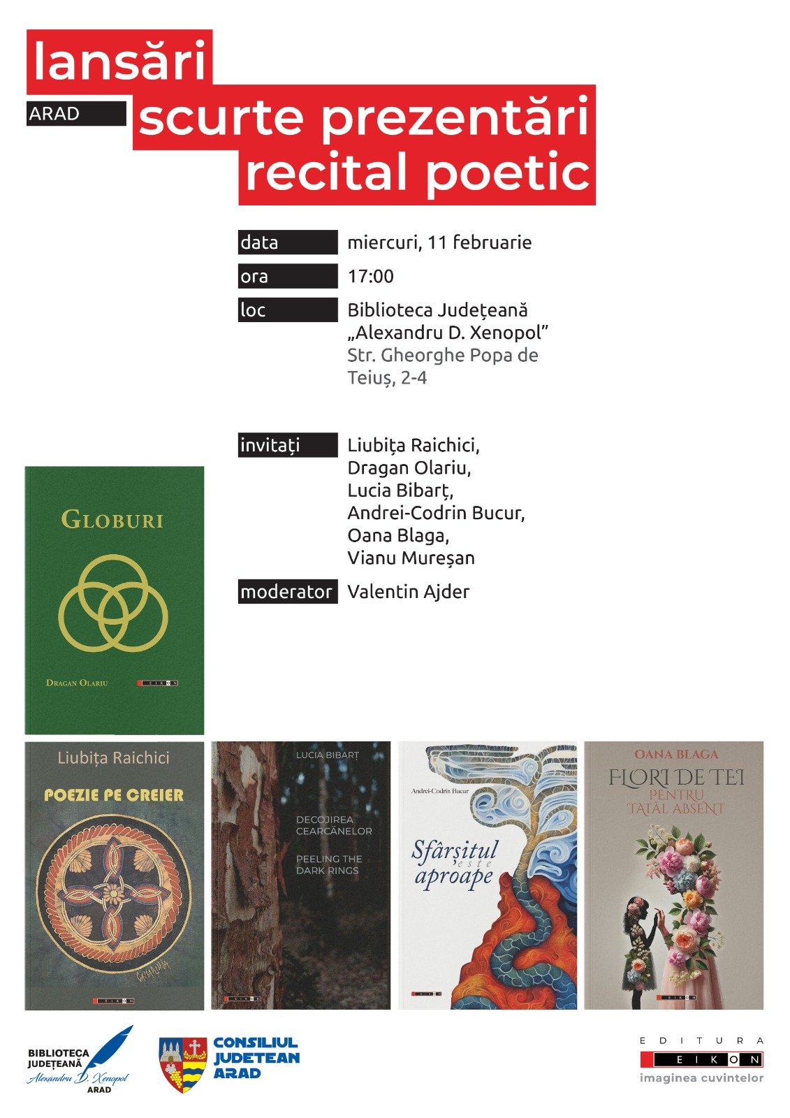 Serată literară la Bibliotecă cu Editura Eikon și autorii săi