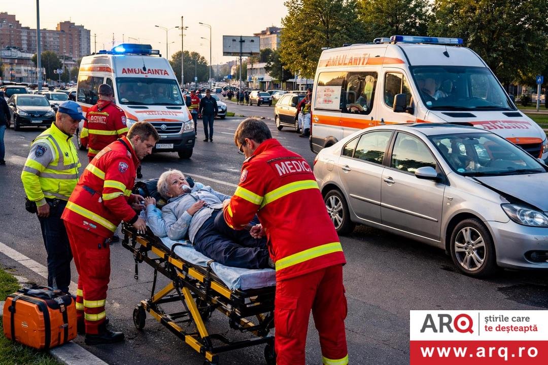 Accident auto la sensul giratoriu de la INTIM