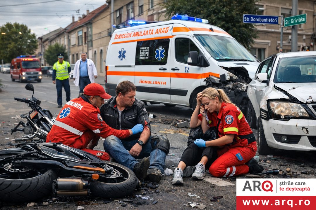 Tamponare între un autoturism și o motocicletă pe str. Dorobanților