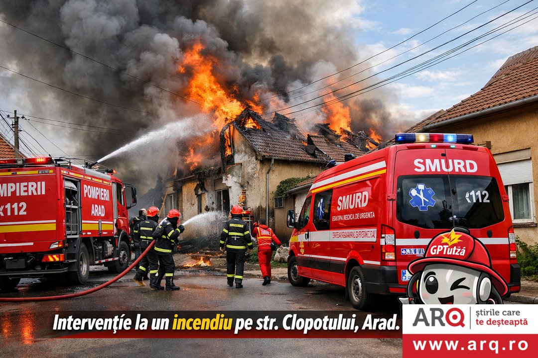 Incendiu izbucnit la o casă pe str. Clopotului