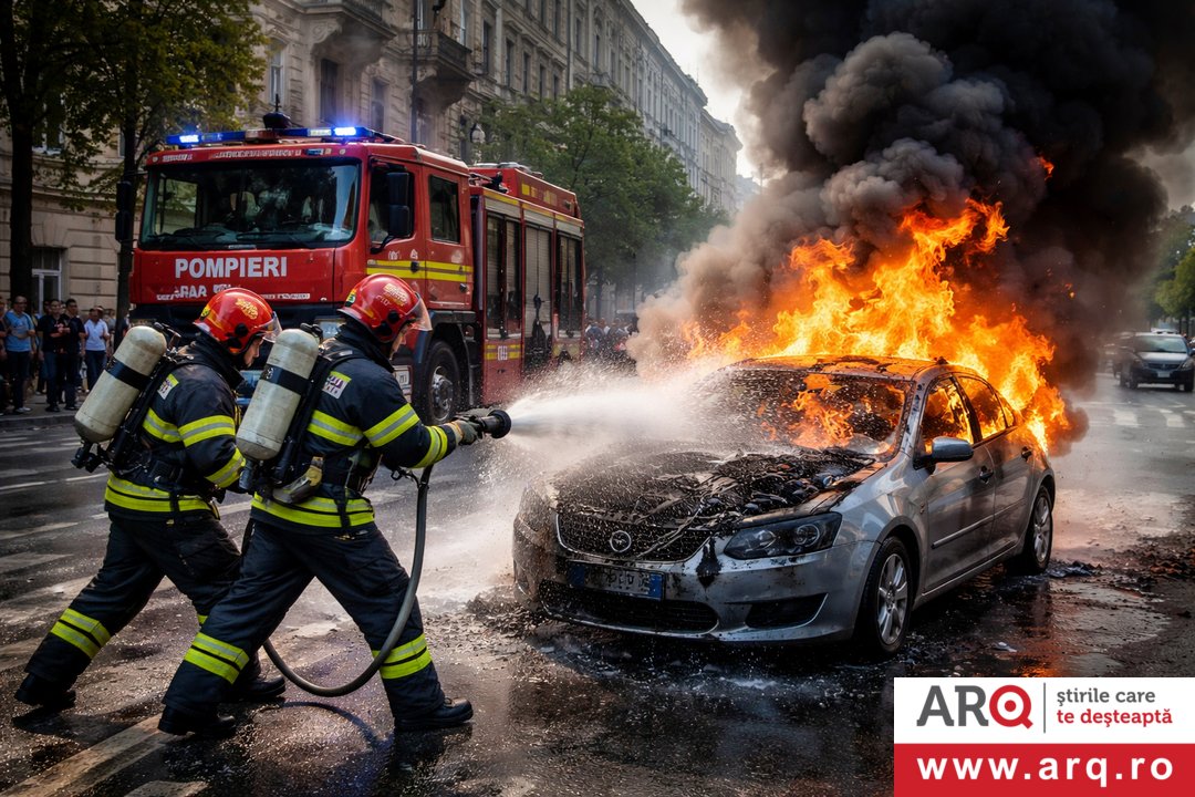 Incendiu izbucnit la un autoturism pe Bulevardul General Dragalina