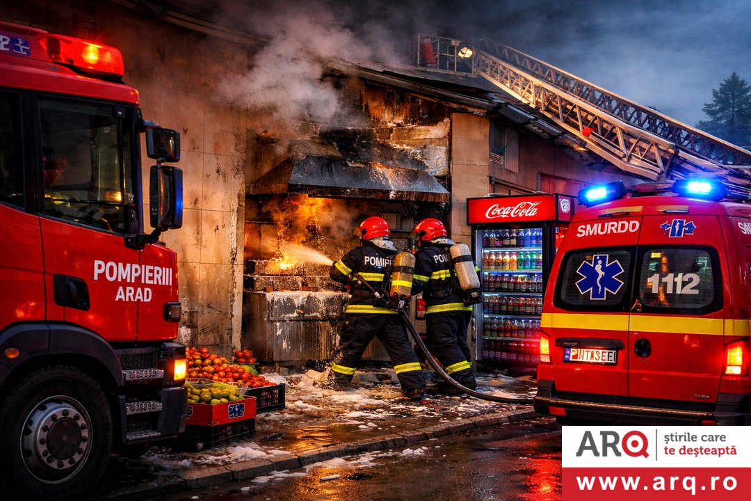 Incendiu izbucnit la un magazin alimentar pe strada Constantin Brâncoveanu