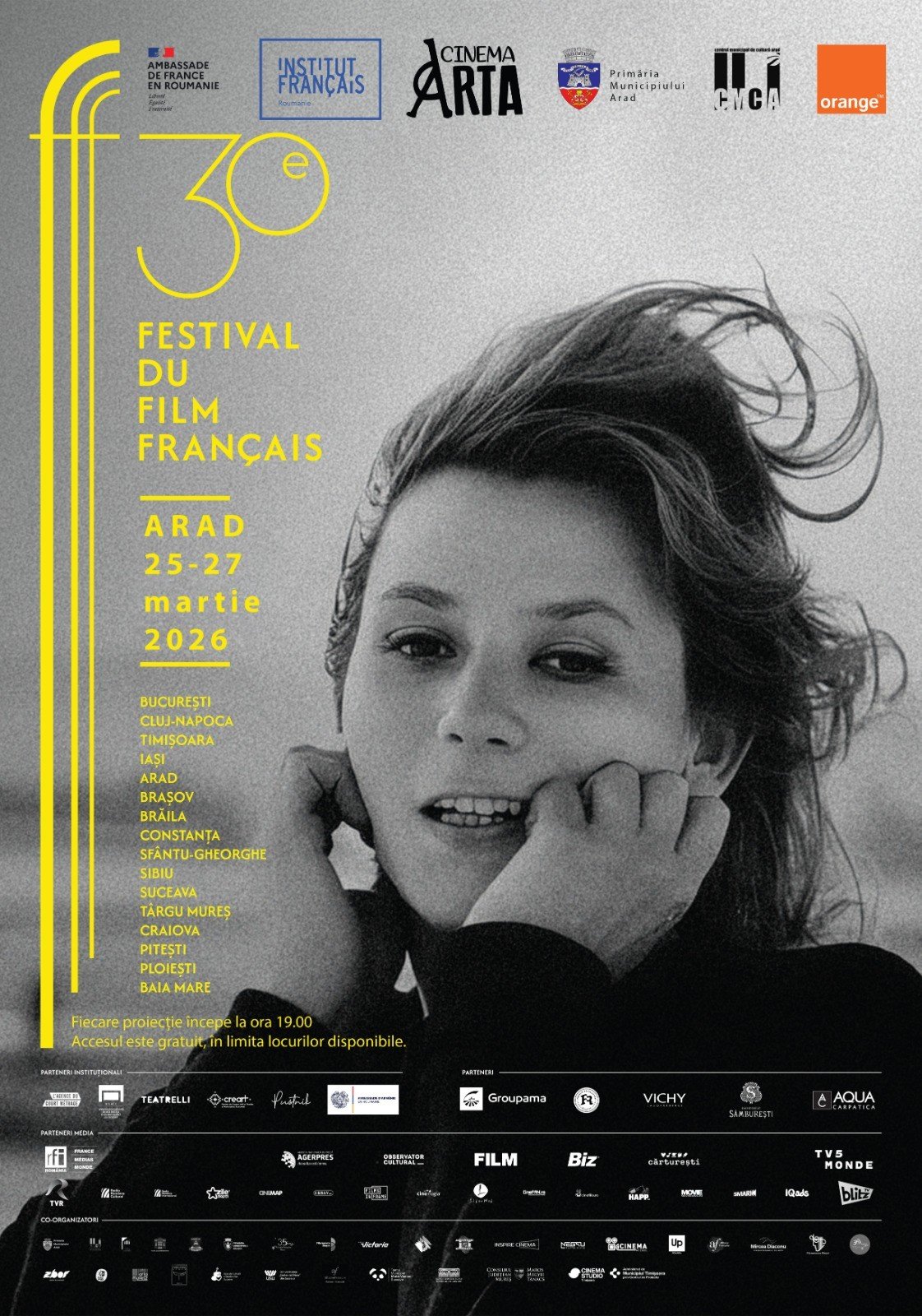 Festivalul Filmului Francez ajunge anul acesta la cea de-a 30-a ediție. Trei seri cu filme la Cinematograful „Arta“ din Arad