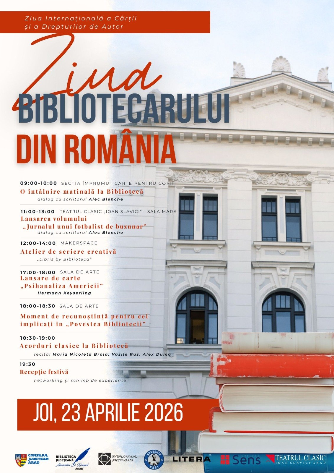 Dublă sărbătoare la Biblioteca arădeană: Ziua Internațională a Cărții și Ziua Bibliotecarului din România