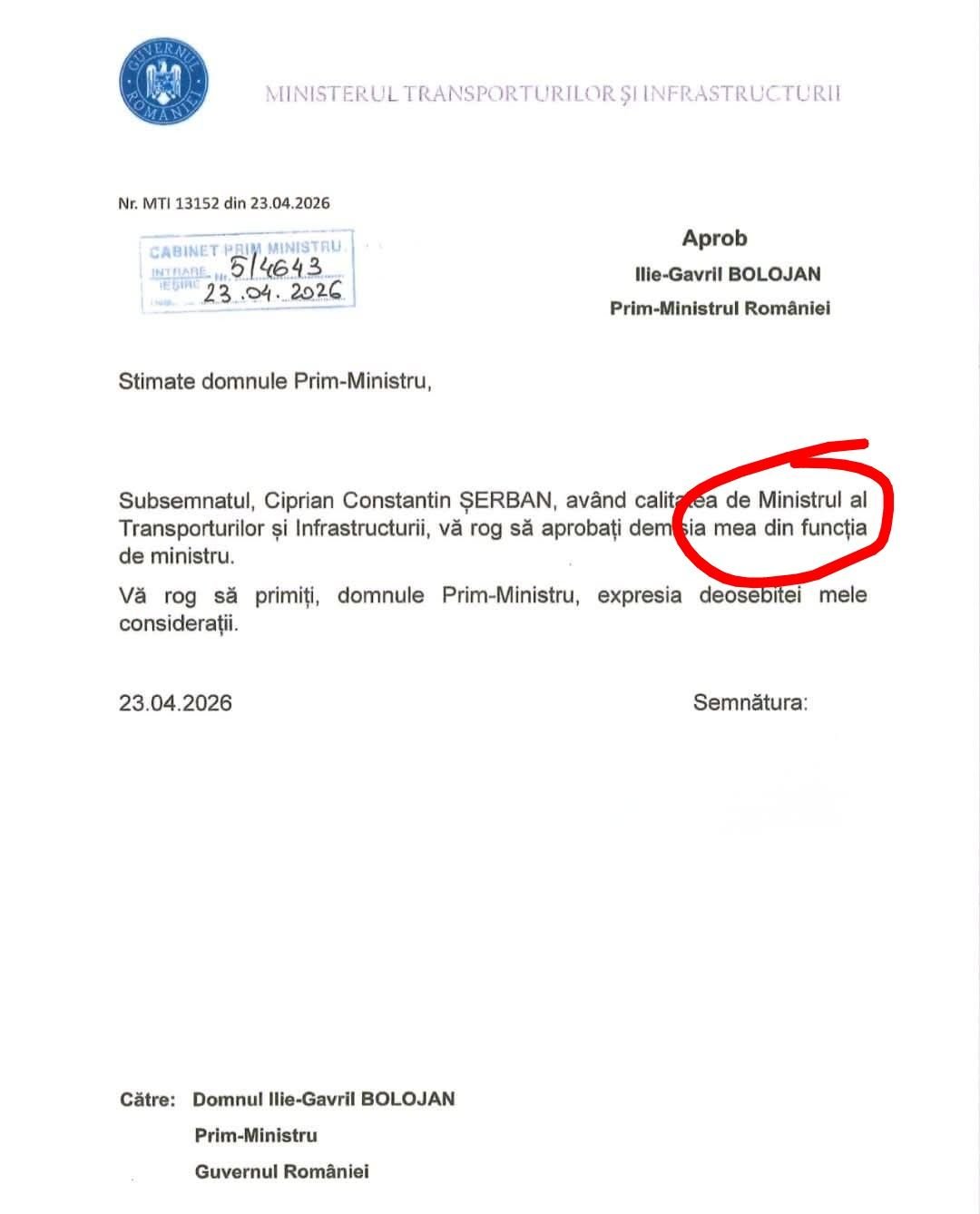 Ministrul Transporturilor își depune demisia… dar deraiază la capitolul  gramatică