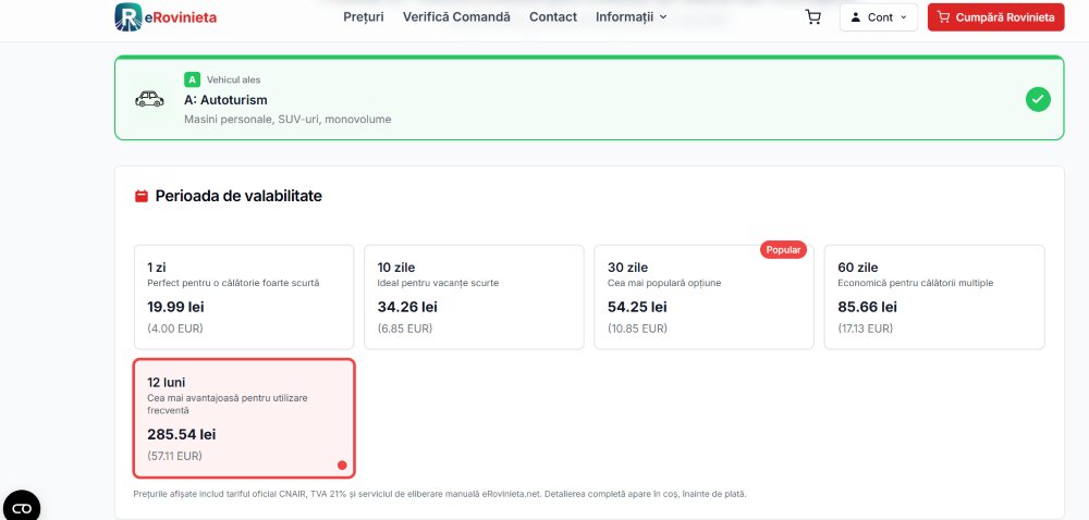 Portal neautorizat de roviniete: cât plătești în plus pe erovinieta.net