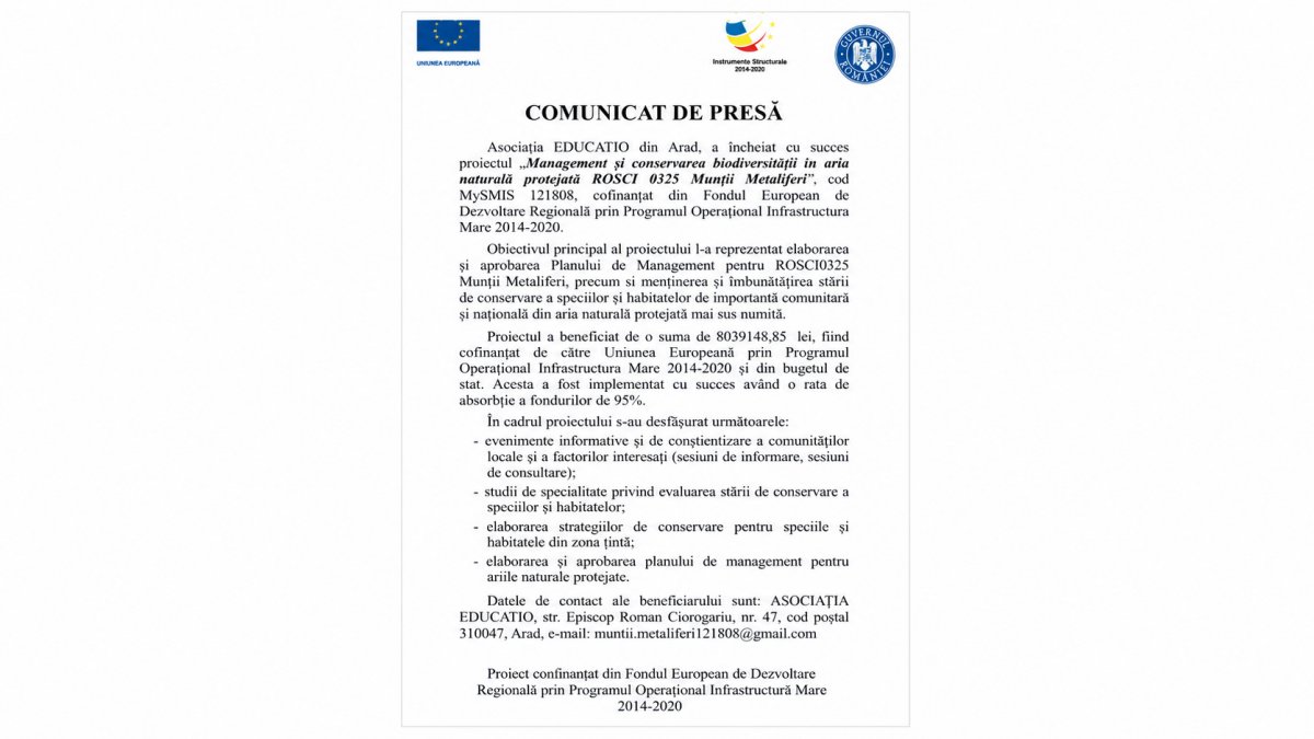 COMUNICAT DE PRESĂ
