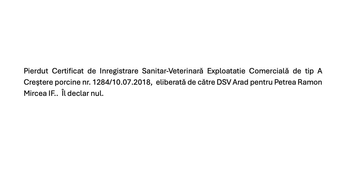 Anunț Pierdere