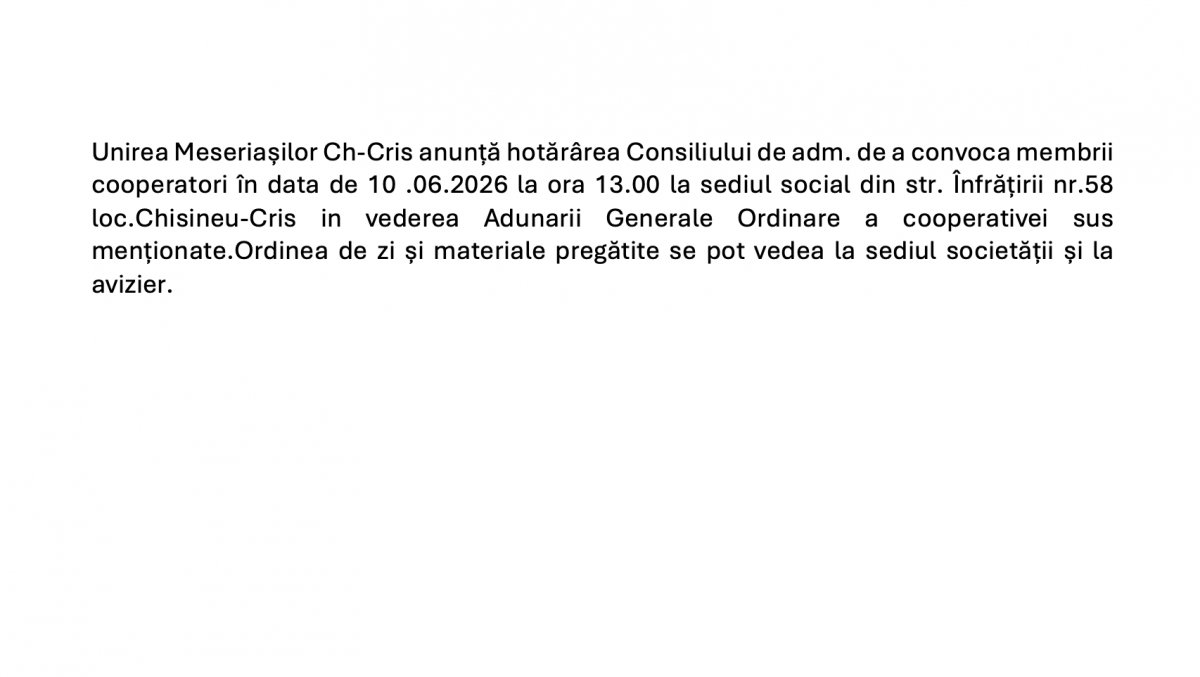 Convocator Adunare Generală