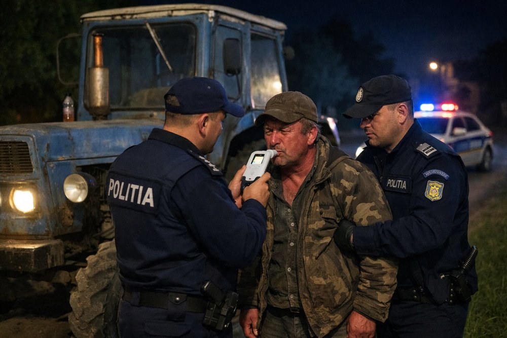 Tractorist reținut puțin pe străzile din Conop