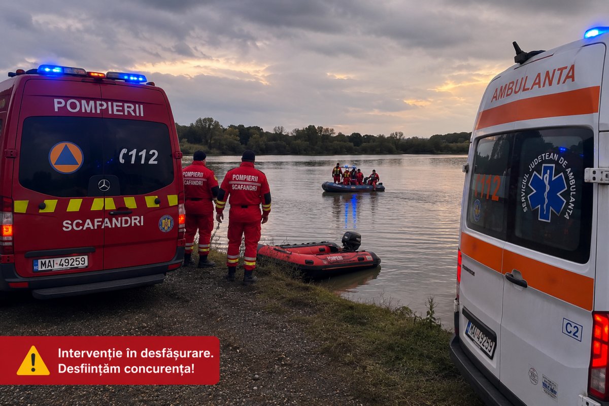 Pompierii arădeni intervin pentru salvarea unui minor căzut într-un lac între localitățile Neudorf și Lipova