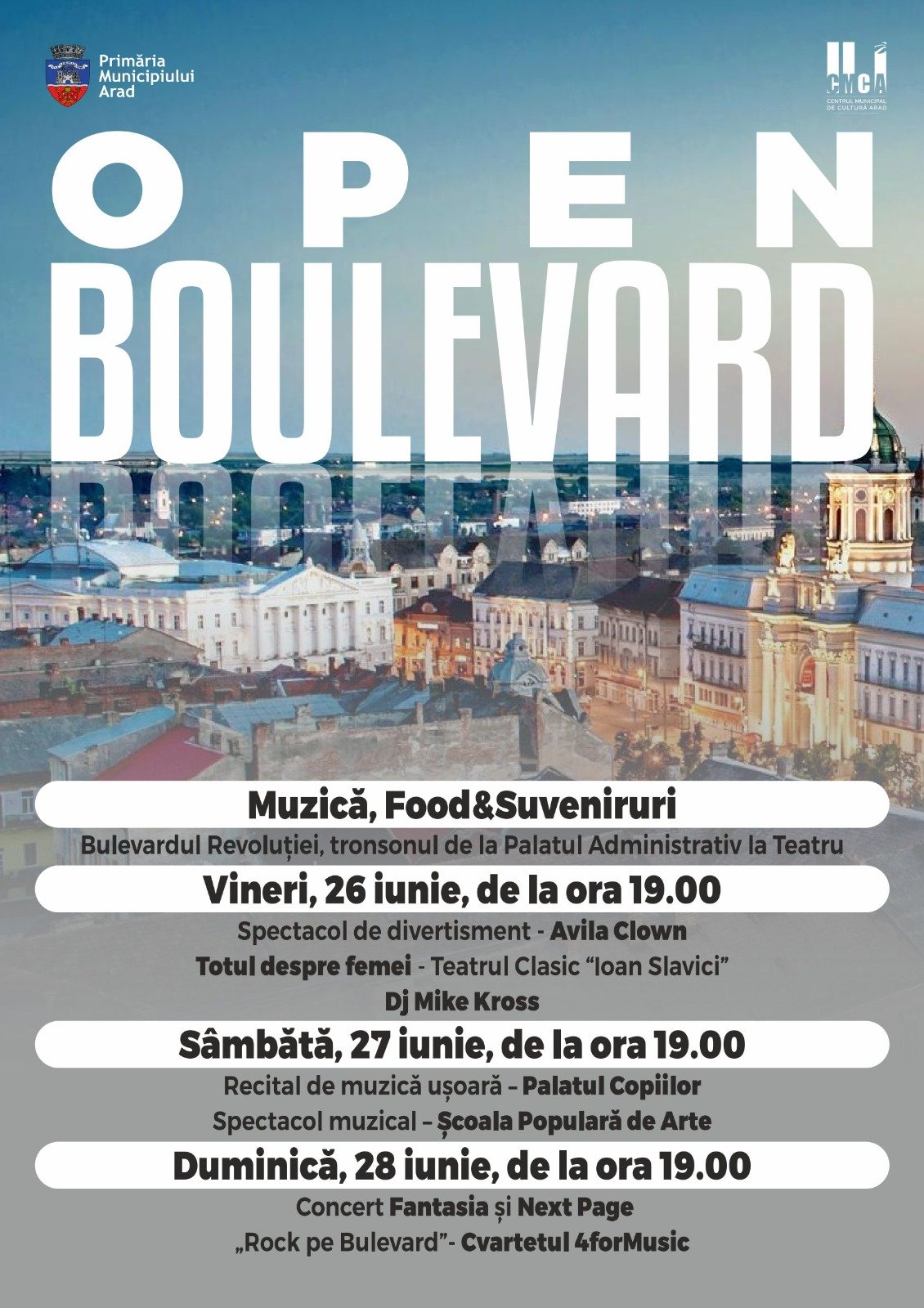 Promenadă, gastronomie și programe artistice la o nouă ediție Open Boulevard