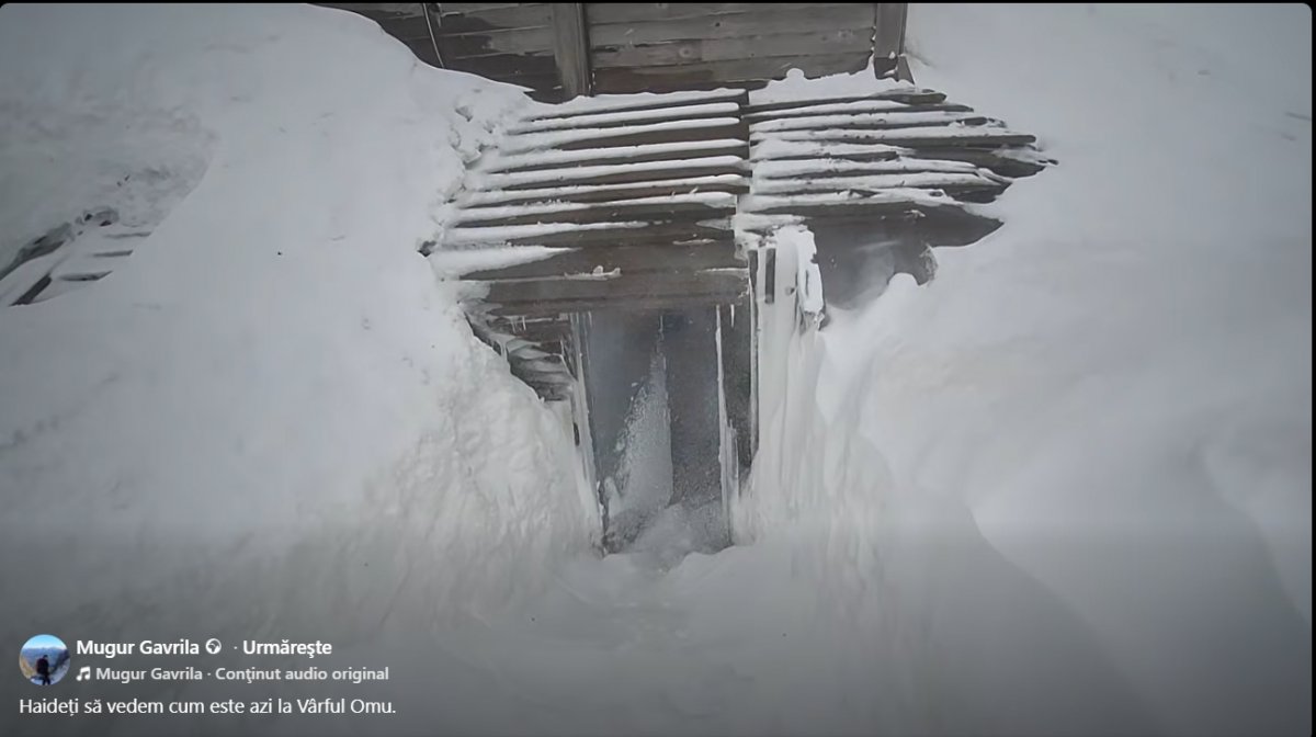 Sfârșit de primăvară cu zăpadă, viscol și -3,7°C pe Vârful Omu (VIDEO)