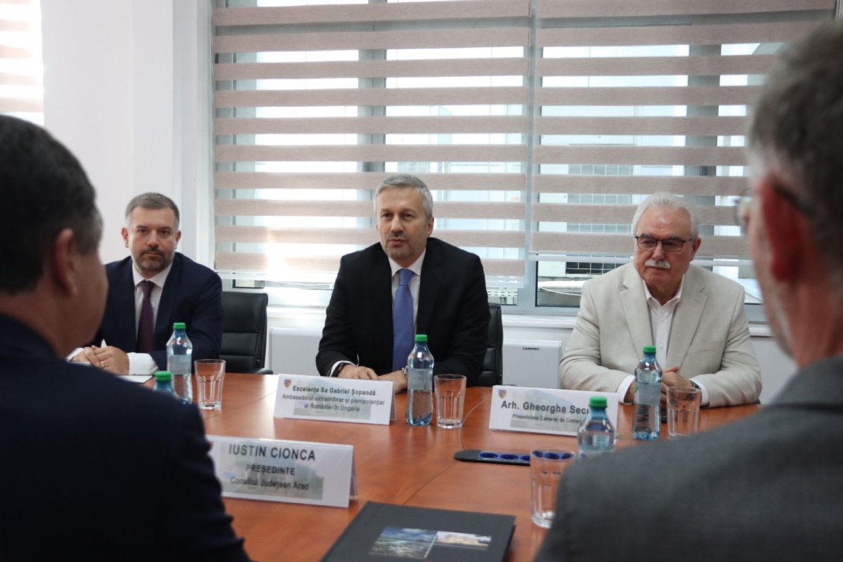 Ambasadorul României în Ungaria, Gabriel Șopandă, în vizită la Consiliul Județean Arad