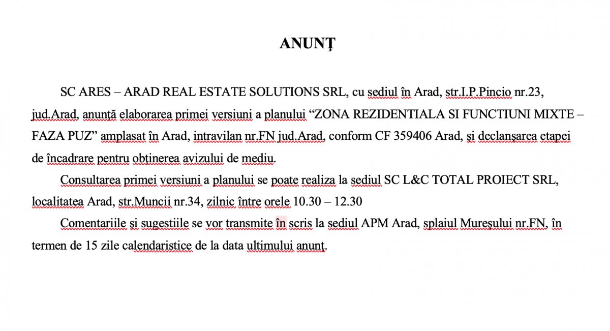 ANUNŢ