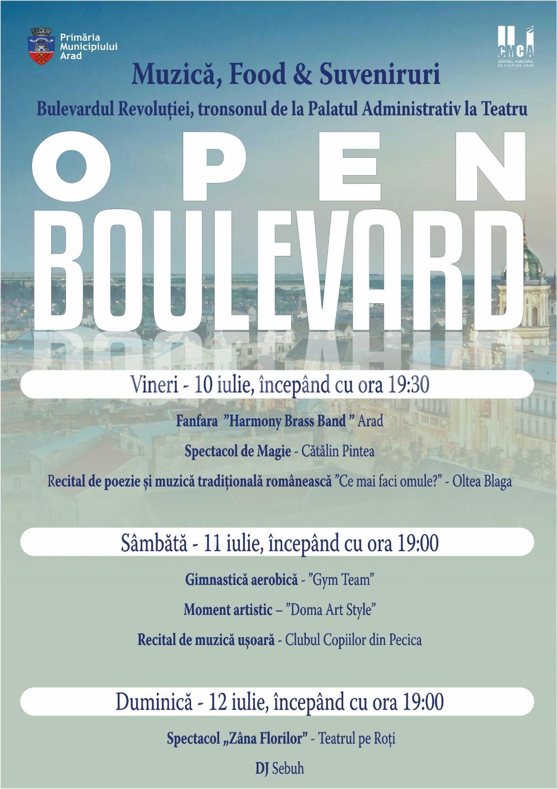 Open Boulevard revine în centrul Aradului, în perioada 10–12 iulie