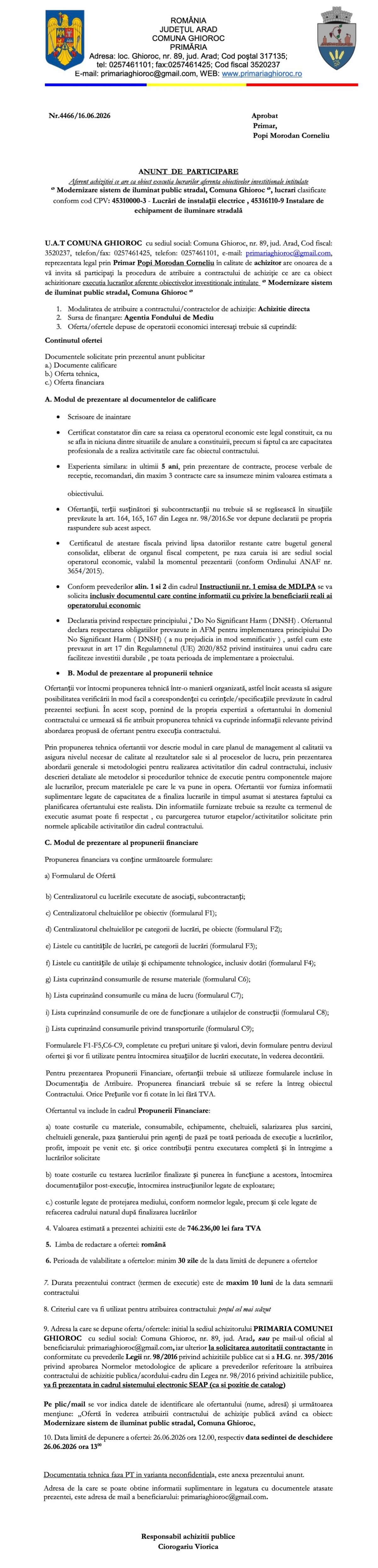 ANUNT DE PARTICIPARE