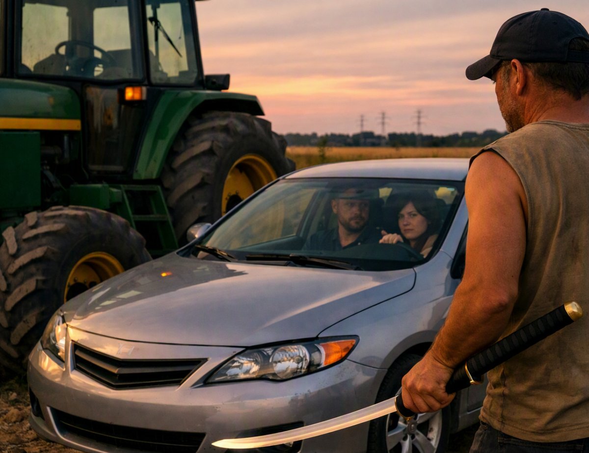 A lovit cu tractorul, apoi cu sabia: tractoristul samurai a fost reținut