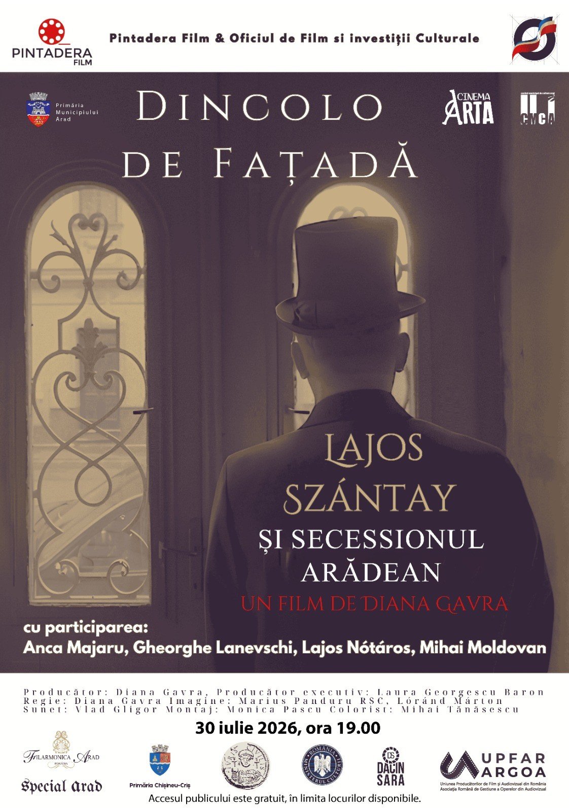 Filmul „Dincolo de fațadă. Lajos Szántay și Secessionul arădean“, din nou, pe marele ecran, la Cinematograful „Arta“ din Arad