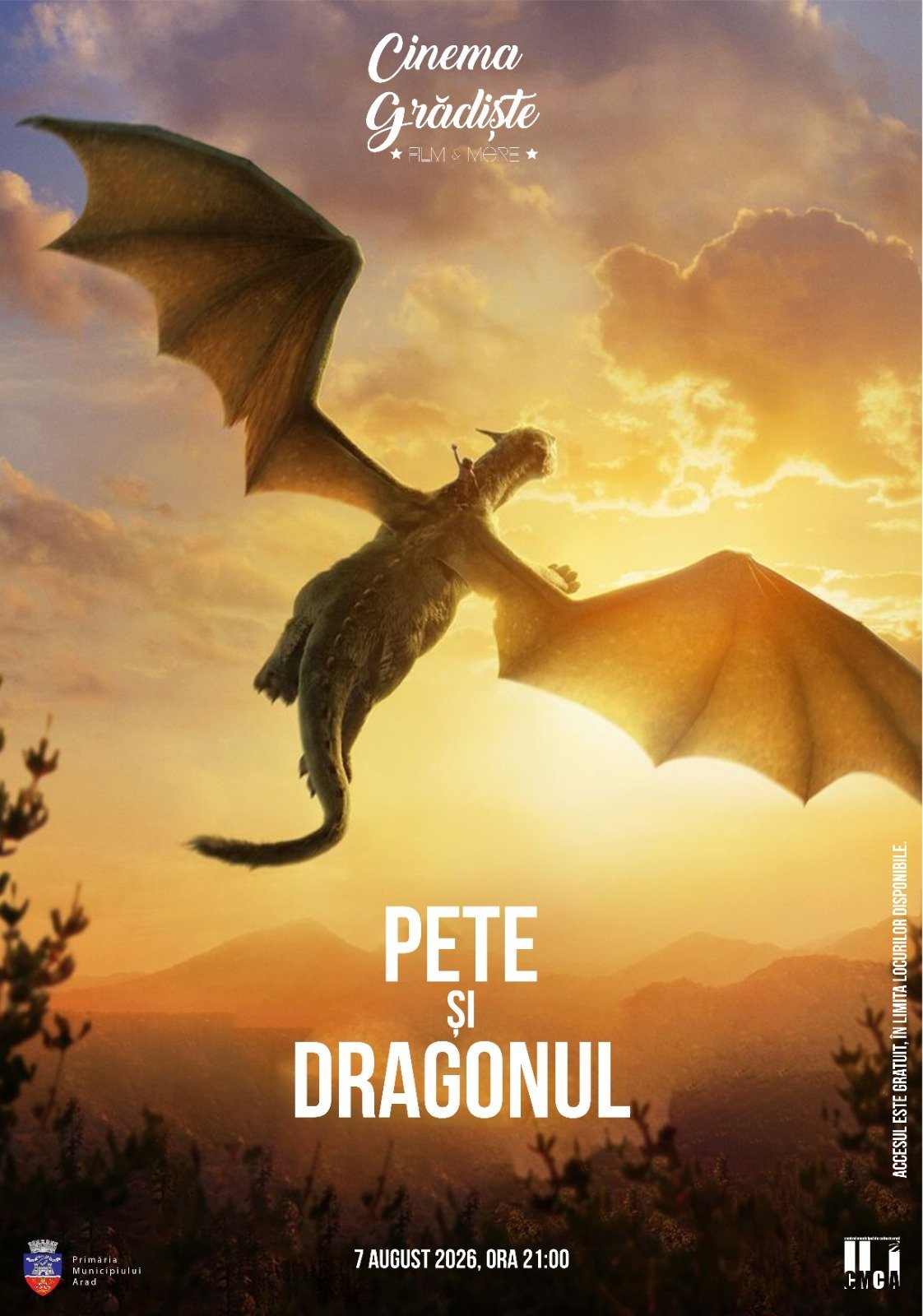 Filmul „Pete și dragonul“, pe marele ecran, în grădina de vară de la Cinematograful din Grădiște