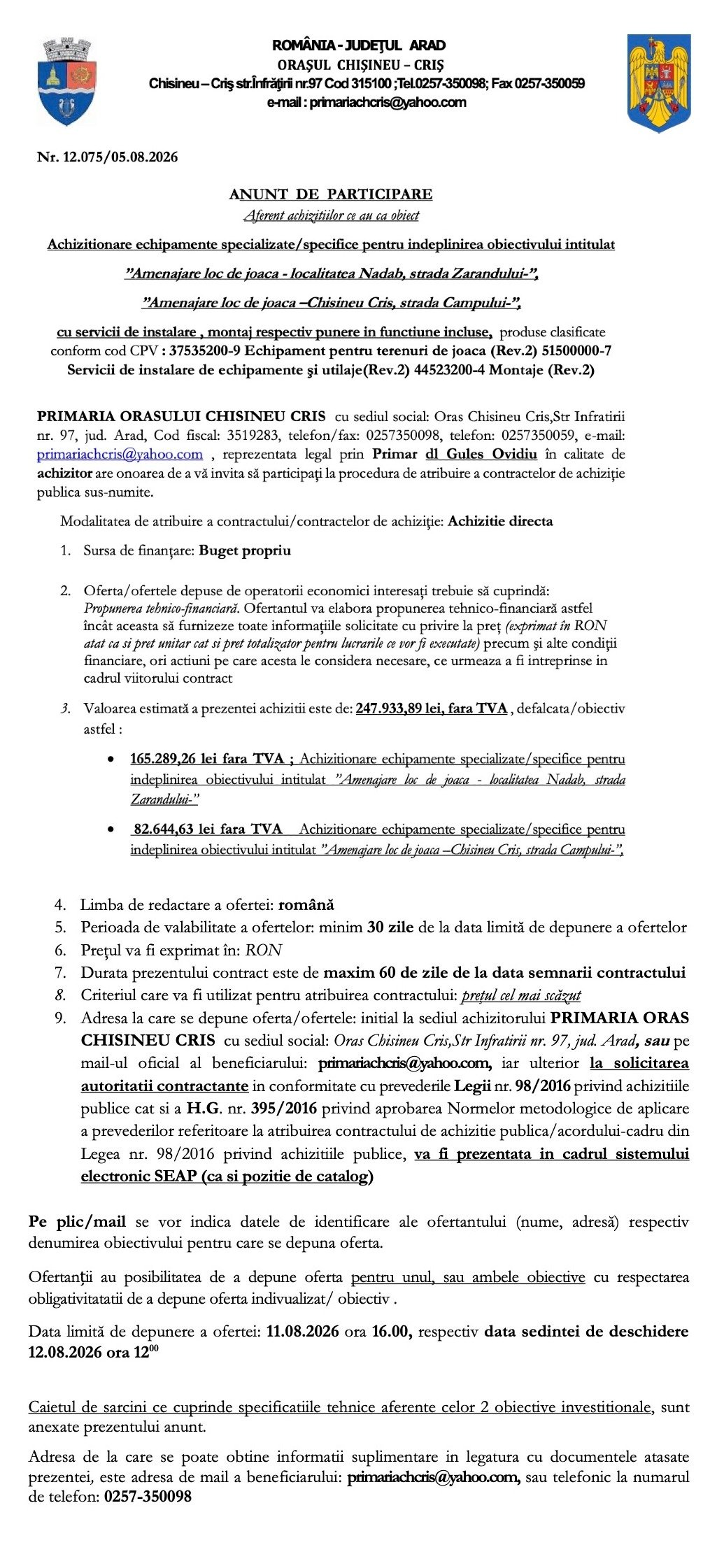 ANUNT DE PARTICIPARE