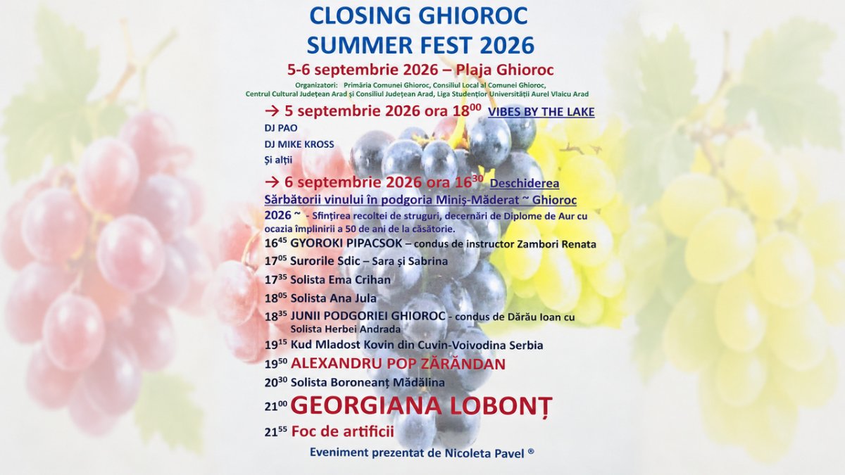  Închiderea Festivalului Ghioroc Summer Fest 2026 (ediția a XV-a)