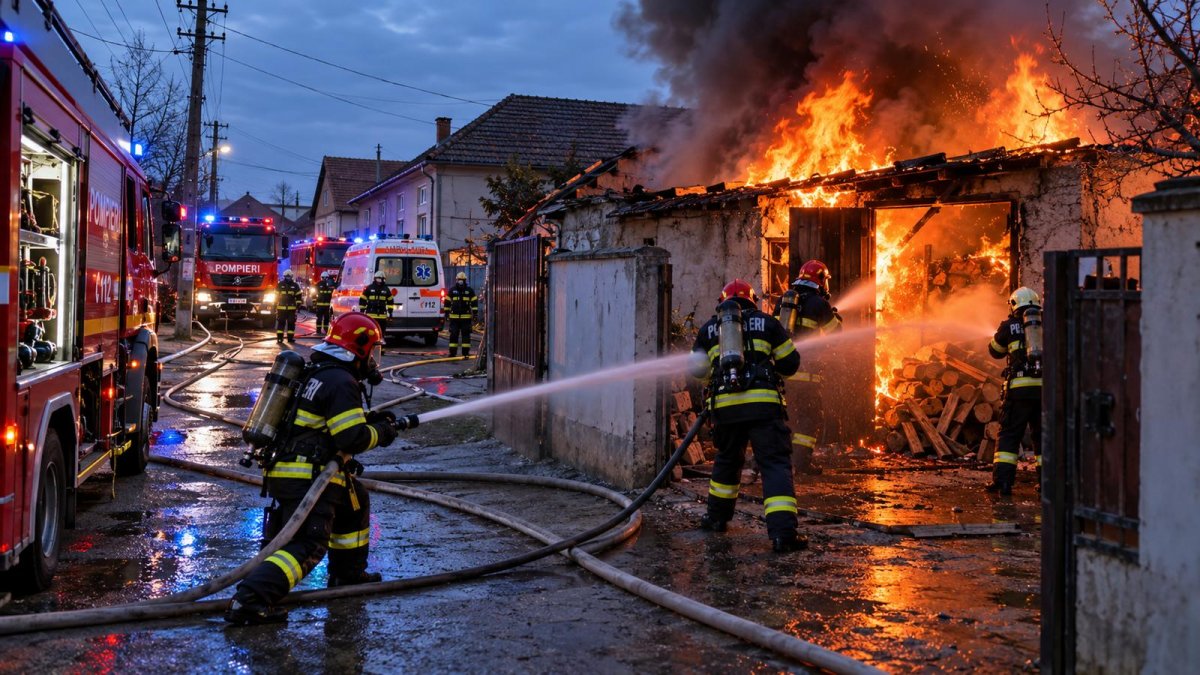  Incendiu izbucnit la o anexă pe strada Baba Novac
