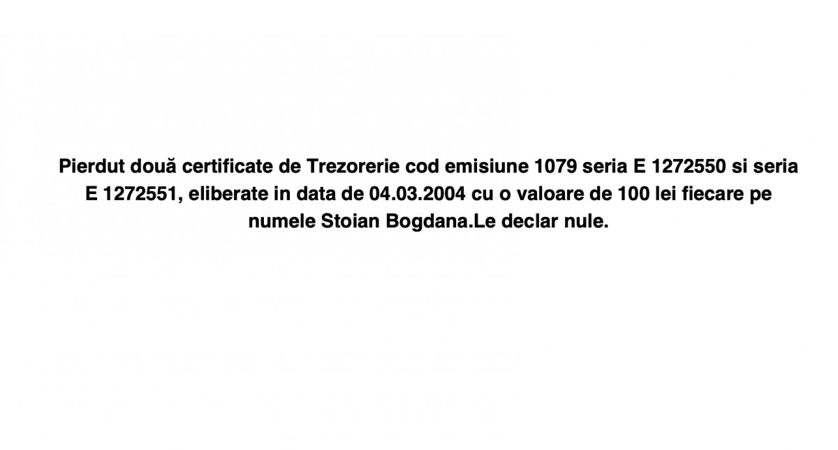 Anunț Pierdere