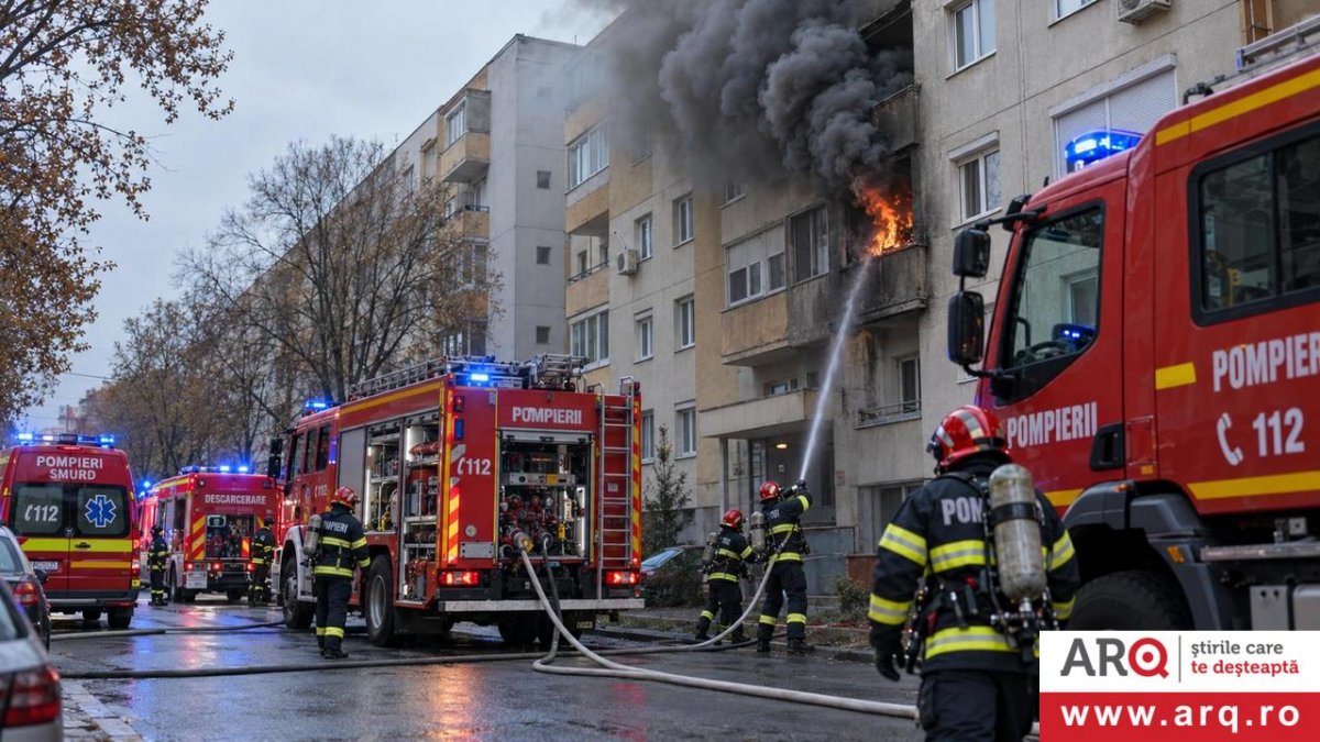 Incendiu la un apartament de pe strada Școalei