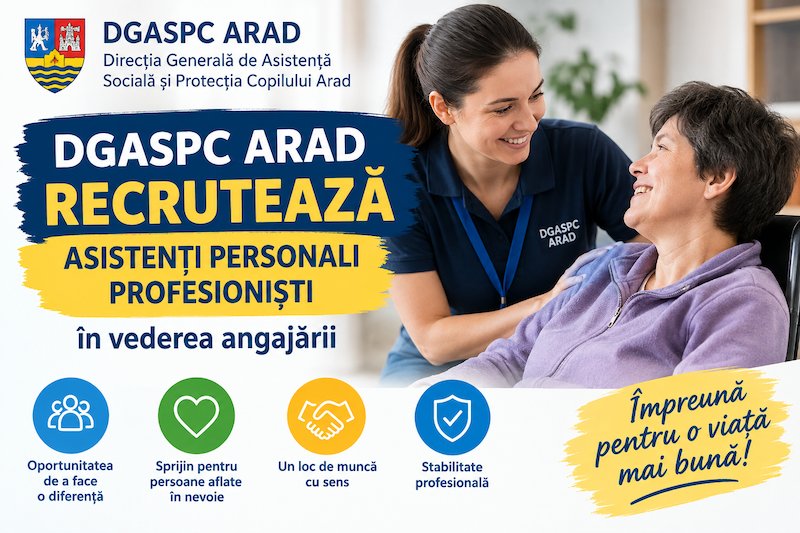 DGASPC Arad recrutează Asistenți Personali Profesioniști