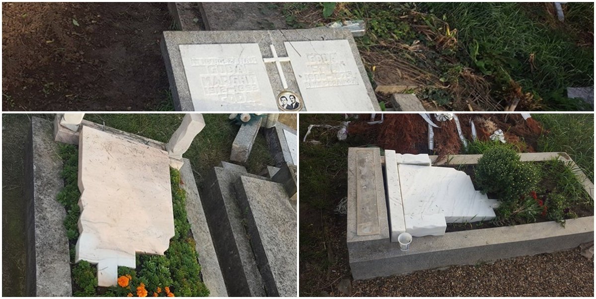 FOTO | Mai multe morminte au fost VANDALIZATE în Cimitirul ”Eternitatea”. Iată-i pe puștii care au făcut asta din ”distracție”